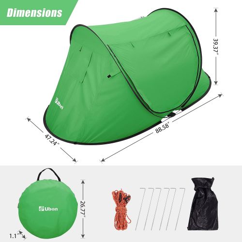  Ubon 2 Person Easy Pop Up Tent One Step Setup Durable Camping Tent Water Resistance Quick Opening Instant Tent Lightweight Popup Tent for Outdoor Camping and Hiking