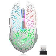 Uciefy Q8 Wireless Gaming Computer Mouse, 2.4GHz USB Optical Rechargeable Ergonomic LED Wireless Silent Mouse, 3 Adjustable DPI, 6 Buttons, Compatible with PC, Laptop, Notebook, Desktop (