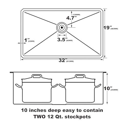  32 Inch Nano Black Undermount Kitchen Sink Stainless Steel Deep Single Bowl, 16-Gauge 32”x19” In Gunmetal Black Rv Sink Commercial Wet Bar Prep Sink Large Kitchen Sinks with Drainer and Bottom Grid