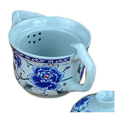  Ufengke-ts 7 Stueck Jingdezhen Blau Und Weiss Porzellan Kung Fu Tee Set, Blaue Pfingstrose Muster, Vintage Chinesische Keramik Tee Set, Fuer Geschenk Und Haushalt, Buero