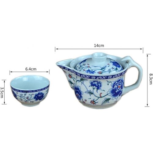  Ufengke-ts 7 Stueck Jingdezhen Blau Und Weiss Porzellan Kung Fu Tee Set, Blaue Pfingstrose Muster, Vintage Chinesische Keramik Tee Set, Fuer Geschenk Und Haushalt, Buero