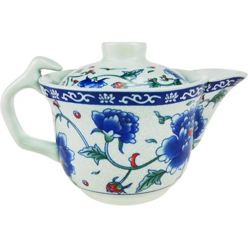  Ufengke-ts 7 Stueck Jingdezhen Blau Und Weiss Porzellan Kung Fu Tee Set, Blaue Pfingstrose Muster, Vintage Chinesische Keramik Tee Set, Fuer Geschenk Und Haushalt, Buero