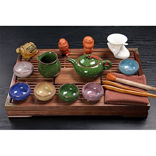  Ufengke-ts Chinesisches Kung Fu Keramik Tee Set Mit Hoelzernem Tee Tablett, Weinlese Teeservice Mehrfarben Tee Set, Geschenk Fuer Tee-Liebhaber Und Haushalt Buero