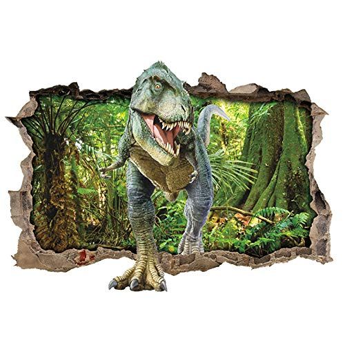  ufengke Dinosaur Forest Wall Stickers 3D Smashed Wall Decals Art Decor for Boys Kids Bedroom Nursery DIY