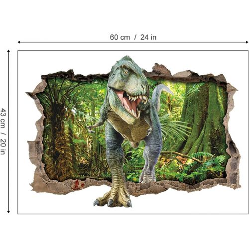  ufengke Dinosaur Forest Wall Stickers 3D Smashed Wall Decals Art Decor for Boys Kids Bedroom Nursery DIY