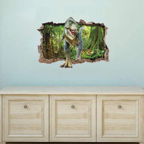  ufengke Dinosaur Forest Wall Stickers 3D Smashed Wall Decals Art Decor for Boys Kids Bedroom Nursery DIY