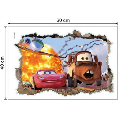  ufengke 3D Cars Wall Stickers Removalble Break Through The Wall Vinyl Murals for Children Bedroom Living Room