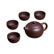 Ufengke-ts Yixing Zi Sha Teapot with Plum Blossom,Chinese Words &Lid,Tea for One Handmade Ceramic Teapot,Purple Clay Xi Shi Tea Pot,200cc(7oz)