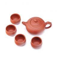 Ufengke-ts Handmade Yixing Zisha Tea Set,Large Capacity Ceramic Teapot with Set of 4 Tea Cups,Faucet Ruyi Tea Pot,14oz/400ml