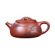 Ufengke-ts Yixing Zi Sha Teapot with Landscape, Village House,Tea for One Handmade Ceramic Teapot,Purple Clay Jing Zhou Shi Piao Tea Pot,270cc(9oz)