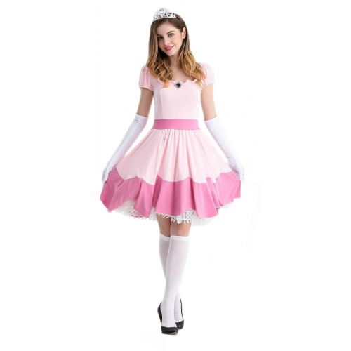  Ugoccam Adult Princess Peach Women Princess Party Cosplay Dress Halloween Costumes