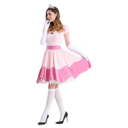  Ugoccam Adult Princess Peach Women Princess Party Cosplay Dress Halloween Costumes