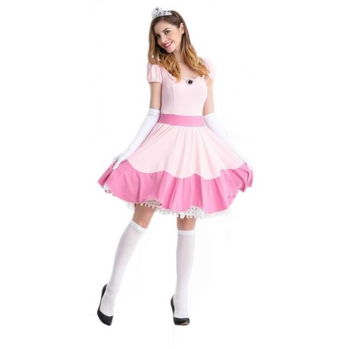  Ugoccam Adult Princess Peach Women Princess Party Cosplay Dress Halloween Costumes