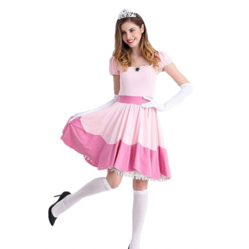  Ugoccam Adult Princess Peach Women Princess Party Cosplay Dress Halloween Costumes