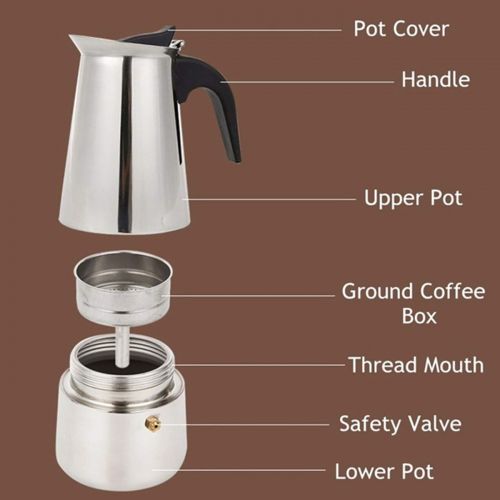  Uheng Coffee Stovetop Espresso Maker Stainless Steel, Moka Stove Pot, Percolator Carafe Coffee Maker for 2 Cups