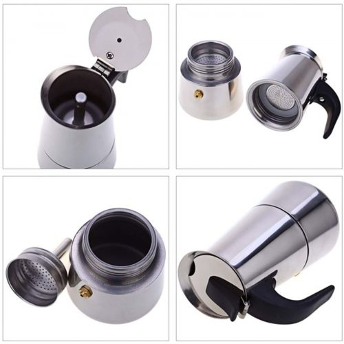  Uheng Coffee Stovetop Espresso Maker Stainless Steel, Moka Stove Pot, Percolator Carafe Coffee Maker for 2 Cups