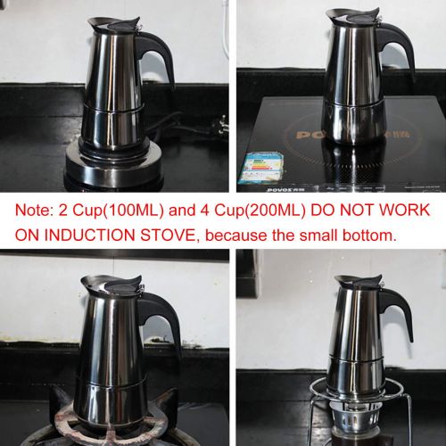  Uheng Coffee Stovetop Espresso Maker Stainless Steel, Moka Stove Pot, Percolator Carafe Coffee Maker for 2 Cups