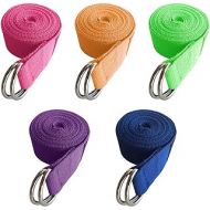 Uheng 5-Pack Yoga Exercise Adjustable Straps 8Ft OR 10Ft with Durable D-Ring for Pilates & Gym Workouts Yoga Fitness Hold Poses, Stretch, Improve Flexibility & Maintain Balance (Ra