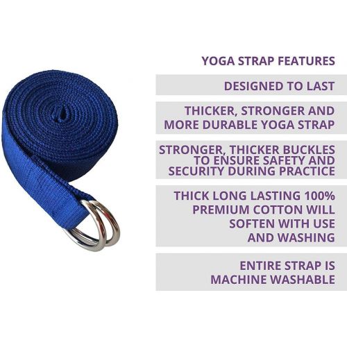  Uheng 5-Pack Yoga Exercise Adjustable Straps 8Ft OR 10Ft with Durable D-Ring for Pilates & Gym Workouts Yoga Fitness Hold Poses, Stretch, Improve Flexibility & Maintain Balance (Ra