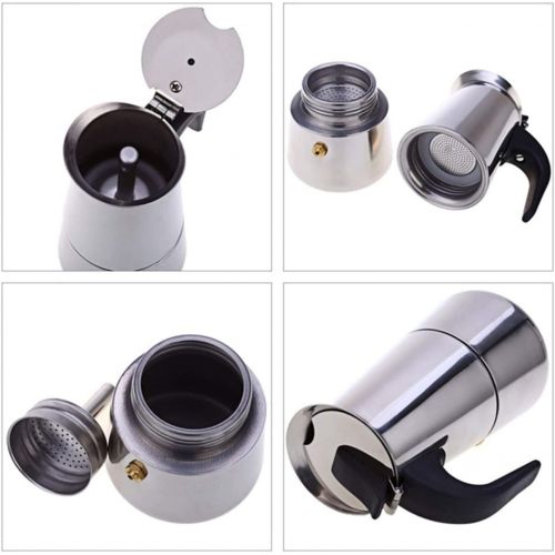  Uheng Coffee Stovetop Espresso Maker Stainless Steel, Moka Stove Pot, Percolator Carafe Coffee Maker for 4 Cups (200 ml) (2 Cup(100ML))