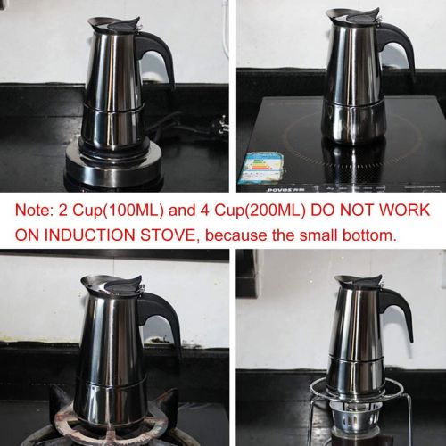  Uheng Coffee Stovetop Espresso Maker Stainless Steel, Moka Stove Pot, Percolator Carafe Coffee Maker for 4 Cups (200 ml) (2 Cup(100ML))