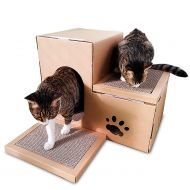 Uheng Feline Cat House Bunk Cat Scratcher Bed Cardboard Tunnel Maze Pad for Small Kitty Kitten Dog Pet