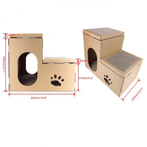  Uheng Feline Cat House Bunk Cat Scratcher Bed Cardboard Tunnel Maze Pad for Small Kitty Kitten Dog Pet