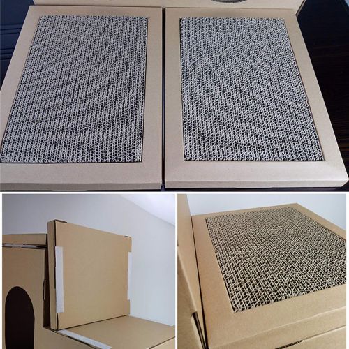  Uheng Feline Cat House Bunk Cat Scratcher Bed Cardboard Tunnel Maze Pad for Small Kitty Kitten Dog Pet