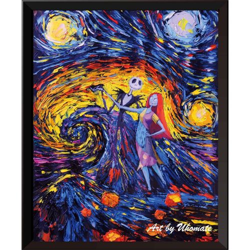  Uhomate Jack Sally Jack Sally Nightmare Before Christmas Vincent Van Gogh Starry Night Posters Home Canvas Wall Art Baby Gift Nursery Decor Living Room Wall Decor A005 (8X10)