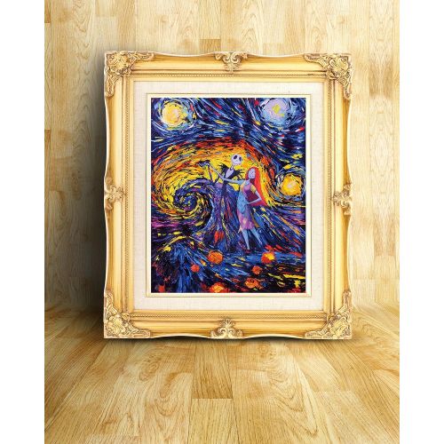  Uhomate Jack Sally Jack Sally Nightmare Before Christmas Vincent Van Gogh Starry Night Posters Home Canvas Wall Art Baby Gift Nursery Decor Living Room Wall Decor A005 (8X10)