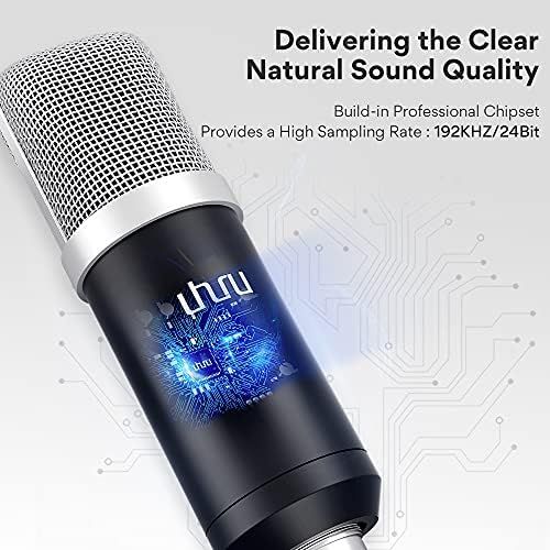  [아마존베스트]Uhuru Professional Podcast Microphone 192kHZ / 24bit Sets with Microphone Stand, Shock Absorber Holder, Windscreen, Pop Filter, for Broadcast, Recording, Youtube, Podcasts etc.