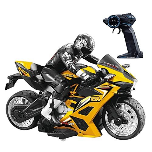  UimimiU Remote Control Motorcycles with Riding Figure Toy 2.4G High Speed Cross Country RC Remote Control Stunt Motorcycle Motorized Off-Road Stunt Climbing Remote Control Car (Siz