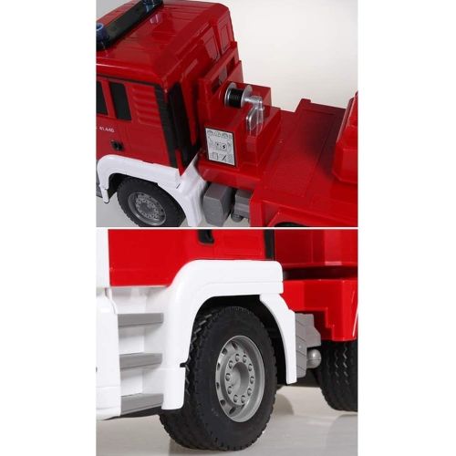  UimimiU 01.20 RC Electric Fire Truck Child Technique Vehicle Model Simulation Ladder Telescopic Fire Car 2.4GHz Light and Sound Fire Department Vehicle Non Toxic Firefighter Action