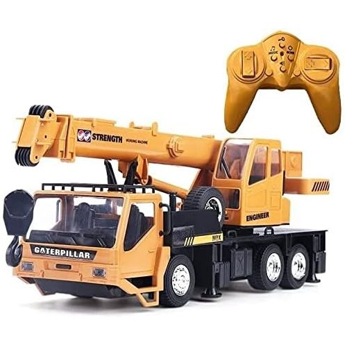  UimimiU Remote Control Stunt Toy, RC Engineering Vehicle Trucks, Engineering Car Crane Model Stunt Off-Road Car with Movable Latticed Boom Hook, for Kids Adults Birthday Xmas Gift