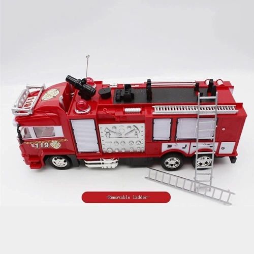  UimimiU 2.4Ghz RC Remote Control Water Spray Toy Car, Large Fire Engine Vehicle Model, Fire Truck with Disassembled Ladder Light and Music, Kids Birthday Gift Electric Water Truck