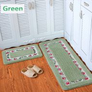 Ukeler Set of 2 Rose Floral Non-Slip Kitchen Mat Long Anti-Fatigue Washable Floor Rugs for Kitchen/Bathroom/Laundry Room, 17.7x29.5+17.7x47.3, Green Kitchen Rug Set