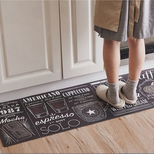  Ukeler Kitchen Rug Set 2 Piece Creative Caffe Kingdom Design Kitchen Mat Non-Slip Rubber Backing Runner Rug Set, 17.7×31.5‘+17.7’×47.2