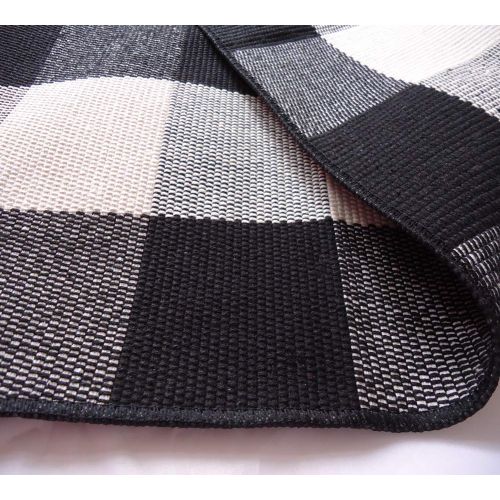  Ukeler Buffalo Plaid Rug-Machine Washable Black and White Checkered Plaid Rug Hand-Woven Buffalo Checkered Kitchen Rugs 24x51