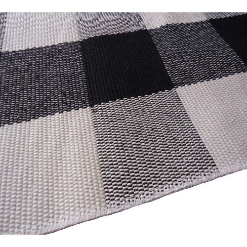  Ukeler Buffalo Plaid Rug-Machine Washable Black and White Checkered Plaid Rug Hand-Woven Buffalo Checkered Kitchen Rugs 24x51