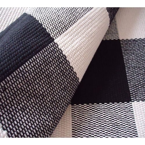  Ukeler Buffalo Plaid Rug-Machine Washable Black and White Checkered Plaid Rug Hand-Woven Buffalo Checkered Kitchen Rugs 24x51