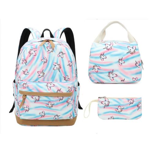  Ulgoo Unicorn Girls School Bags Kids Bookbags Teens Bookbag Set Kids Laptop Backpack Lunch Box Purse (8847 Black)