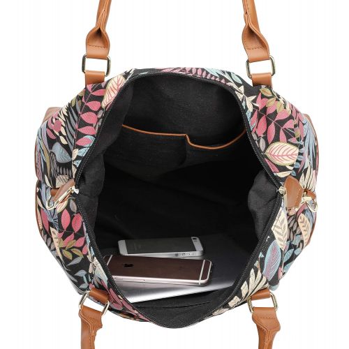  Ulgoo Travel Tote Bag Carry On Shoulder Bag Overnight Duffel in Trolley Handle (Leaf)