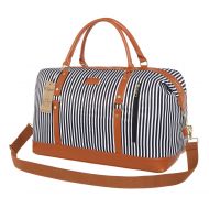 Ulgoo Weekend Duffel Bag Waterproof Nylon Overnight Travel Bag (Black Stripe Large)