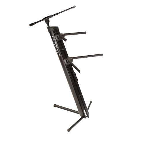  Ultimate Support AX-48 Pro Plus Two-tier Portable Column Keyboard Stand (Black), Boom Attachment, Ulti-Boom Pro-TB, and Tote