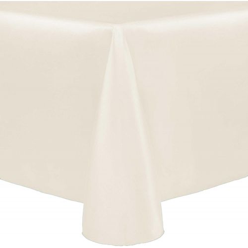  Ultimate Textile -2 Pack- Reversible Shantung Satin - Majestic 72 x 120-Inch Oval Tablecloth, Ivory Cream