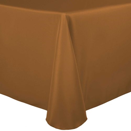  Ultimate Textile -2 Pack- 60 x 84-Inch Oval Polyester Linen Tablecloth, Copper Brown