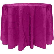 Ultimate Textile -5 Pack- Embroidered Pintuck Taffeta 108-Inch Round Tablecloth Raspberry