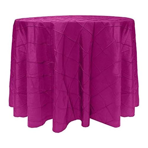  Ultimate Textile -5 Pack- Embroidered Pintuck Taffeta 108-Inch Round Tablecloth Raspberry