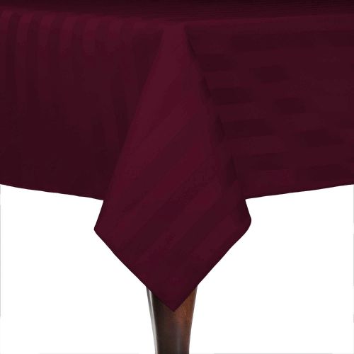  Ultimate Textile -2 Pack- Satin-Stripe 54 x 96-Inch Rectangular Tablecloth, Burgundy Red