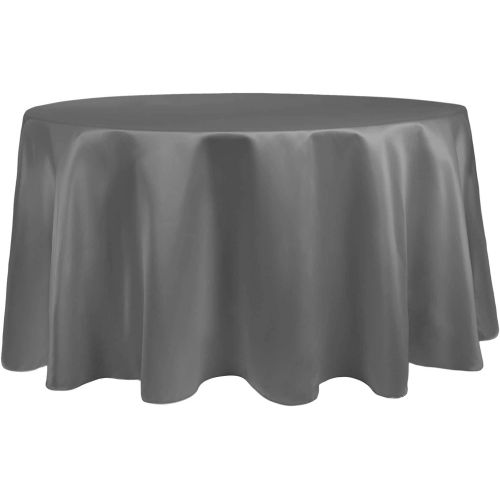  Ultimate Textile -10 Pack- Bridal Satin 84-Inch Round Tablecloth, Pewter Charcoal Grey